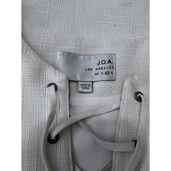 JOA LA Ivory Shift Dress Womens Size Medium Lace Up Neckline Sleeveless - Picture 4 of 7